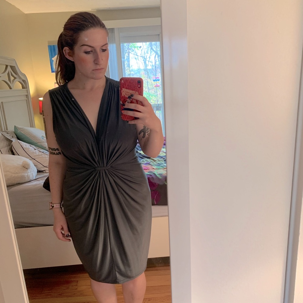 Deep-v slinky cocktail dress